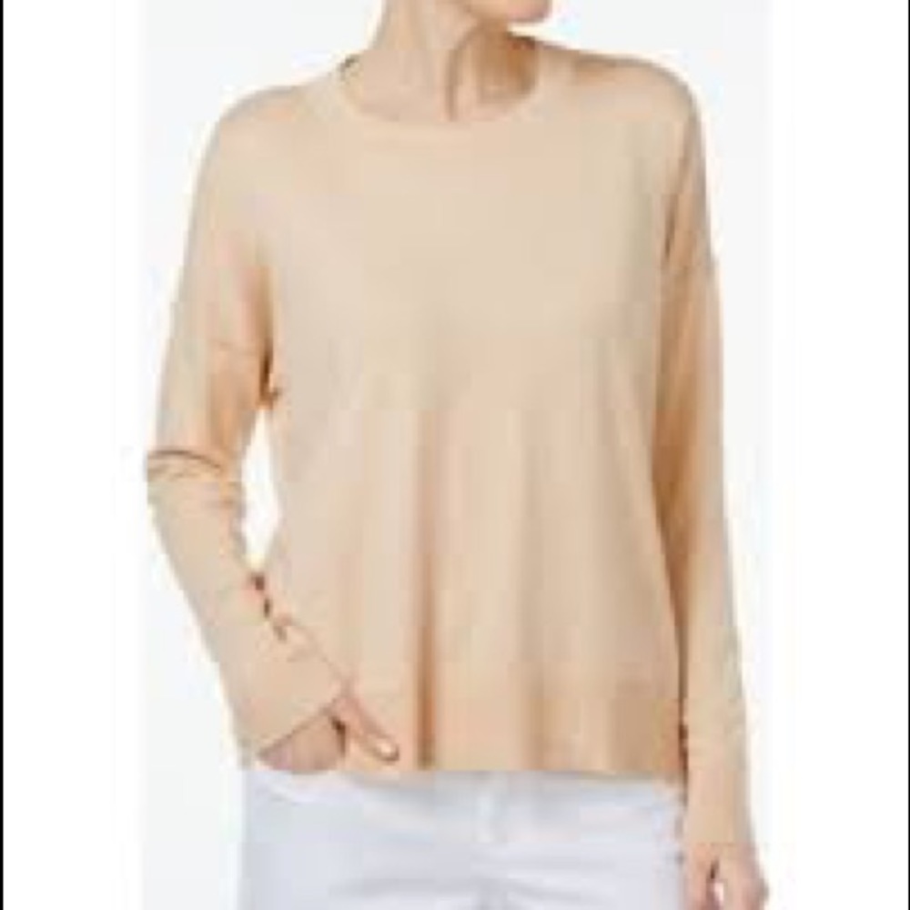 Eileen Fisher Nude Cotton/ Cashmere Boxy Sweater